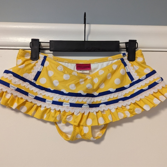 Betsey Johnson Yellow & Blue Polka Dot Bikini Halter or Bandeau - US Small - Picture 4 of 5